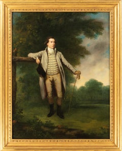 Antique Portrait of Henry Pye, standing full-length before a landscape