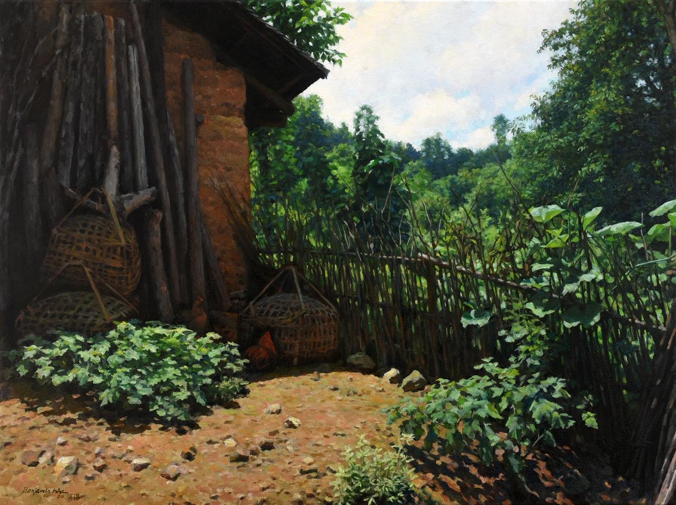 Bergdorf (Realismus), Painting, von Benjamin Wu