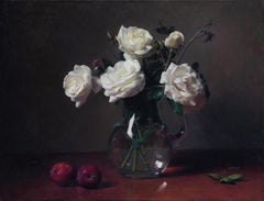Rosas blancas con ciruelas