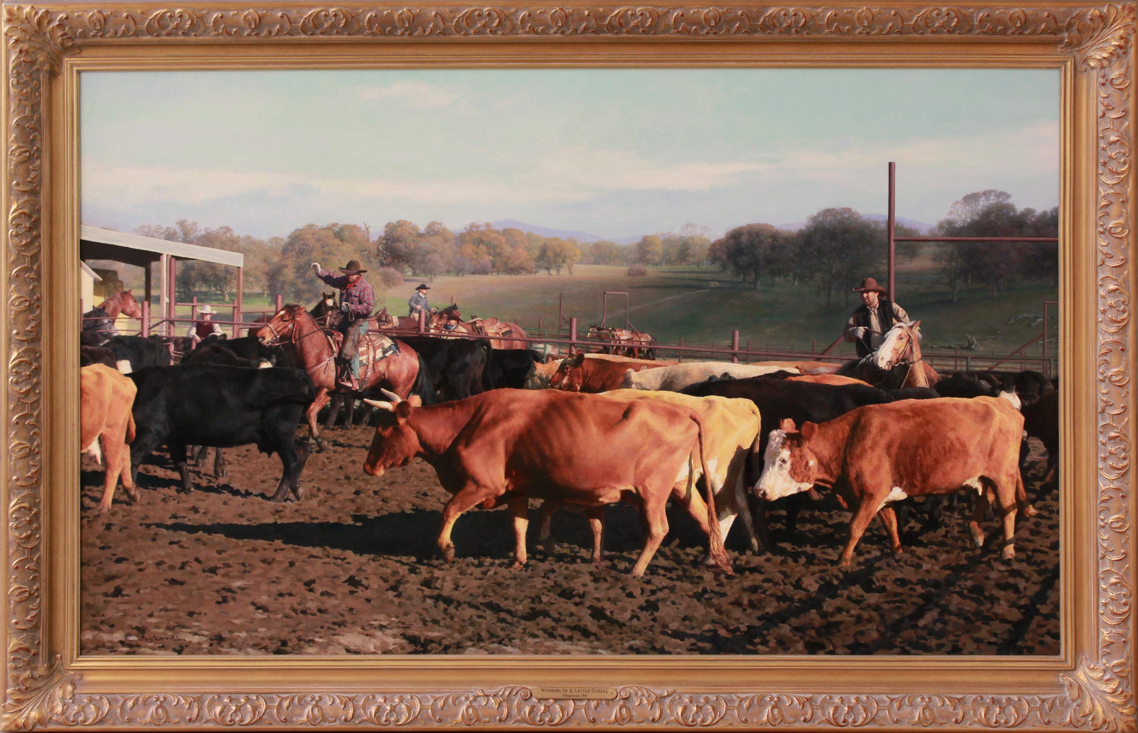 Lavorare in un recinto di bestiame - Painting di Benjamin Wu