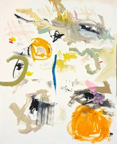 "Chaos Calms" Peinture à l'huile contemporaine au pastel, expressionnisme abstrait