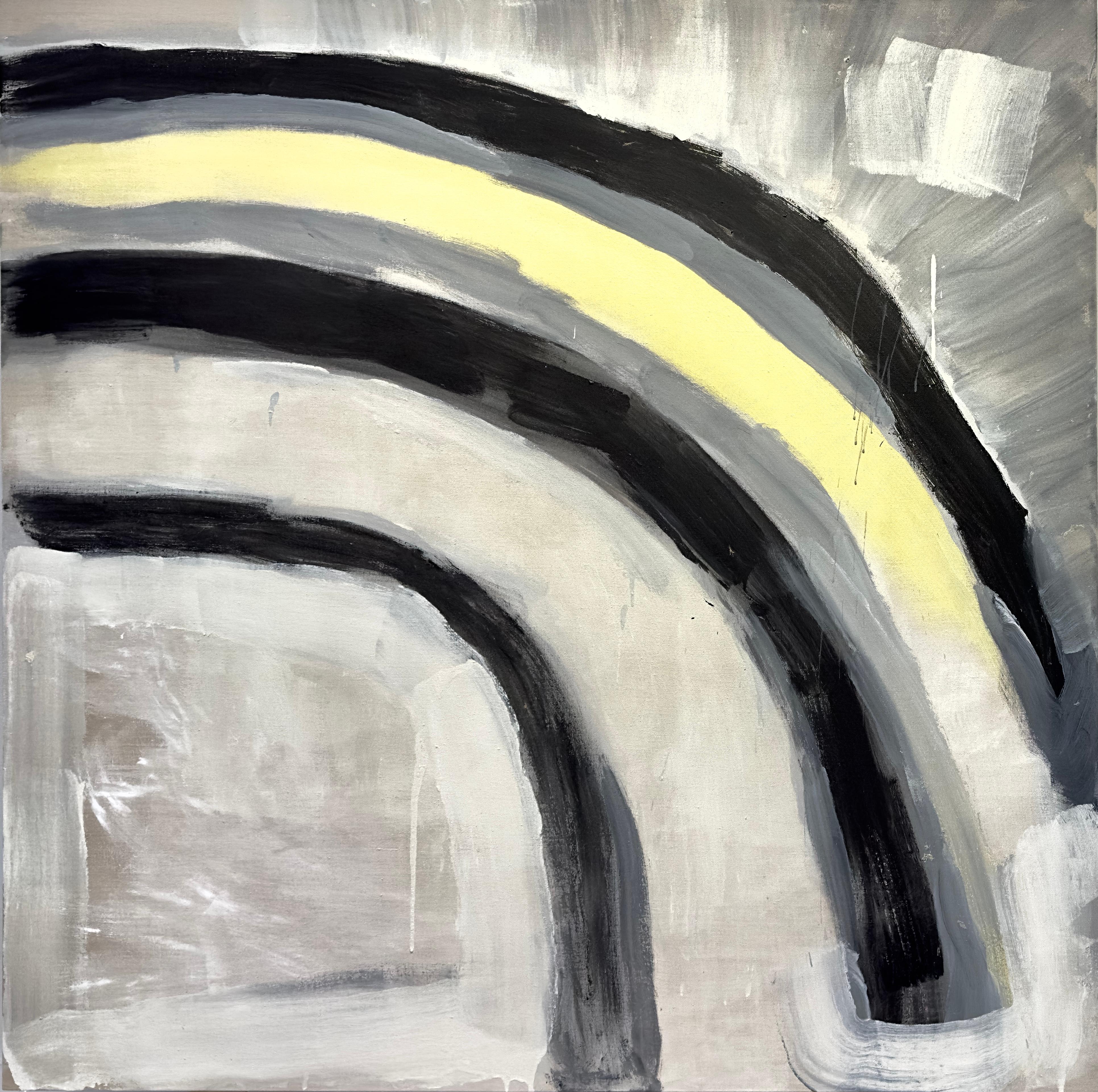 Abstract Painting Benji Stiles - "Half Rainbow" Peinture contemporaine au pastel, expressionnisme abstrait, techniques mixtes