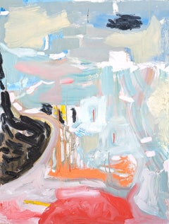 "Lick" Peinture expressionniste abstraite contemporaine aux pastels colorés
