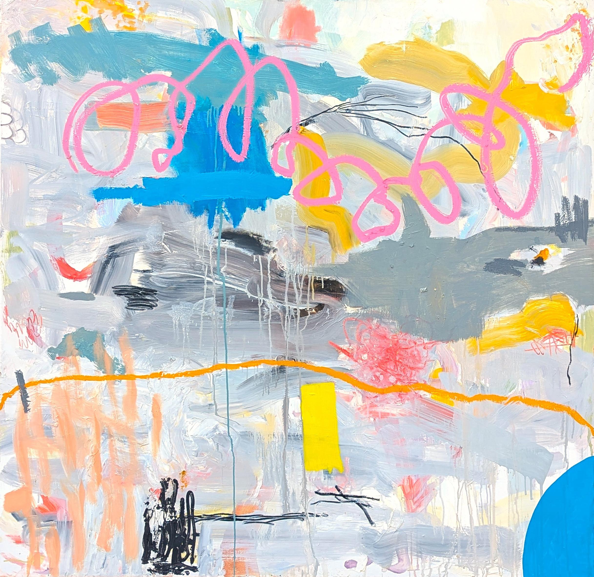 "Party Down Productions" Contemporary Colorful Abstract Expressionist Painting - Mixed Media Art by Benji Stiles