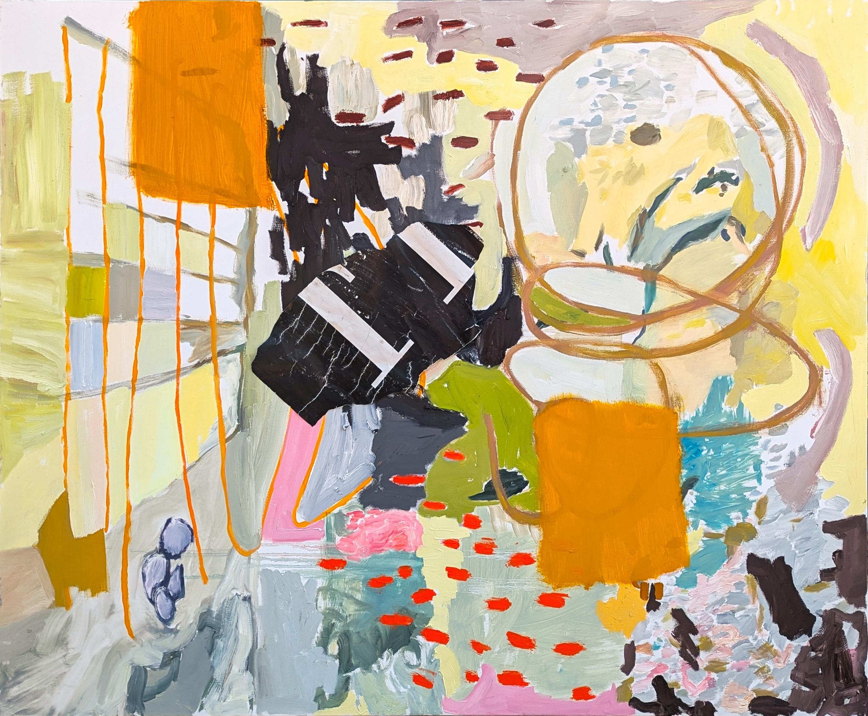 Abstract Painting de Benji Stiles - "El camino" Pintura al óleo expresionista abstracta contemporánea al pastel de colores
