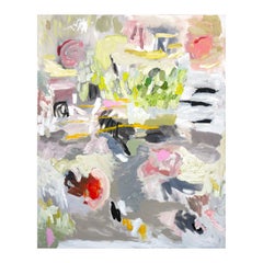 "Untitled (Green and Grey Abstract)" Pastel Contemporary Expressionist Painting