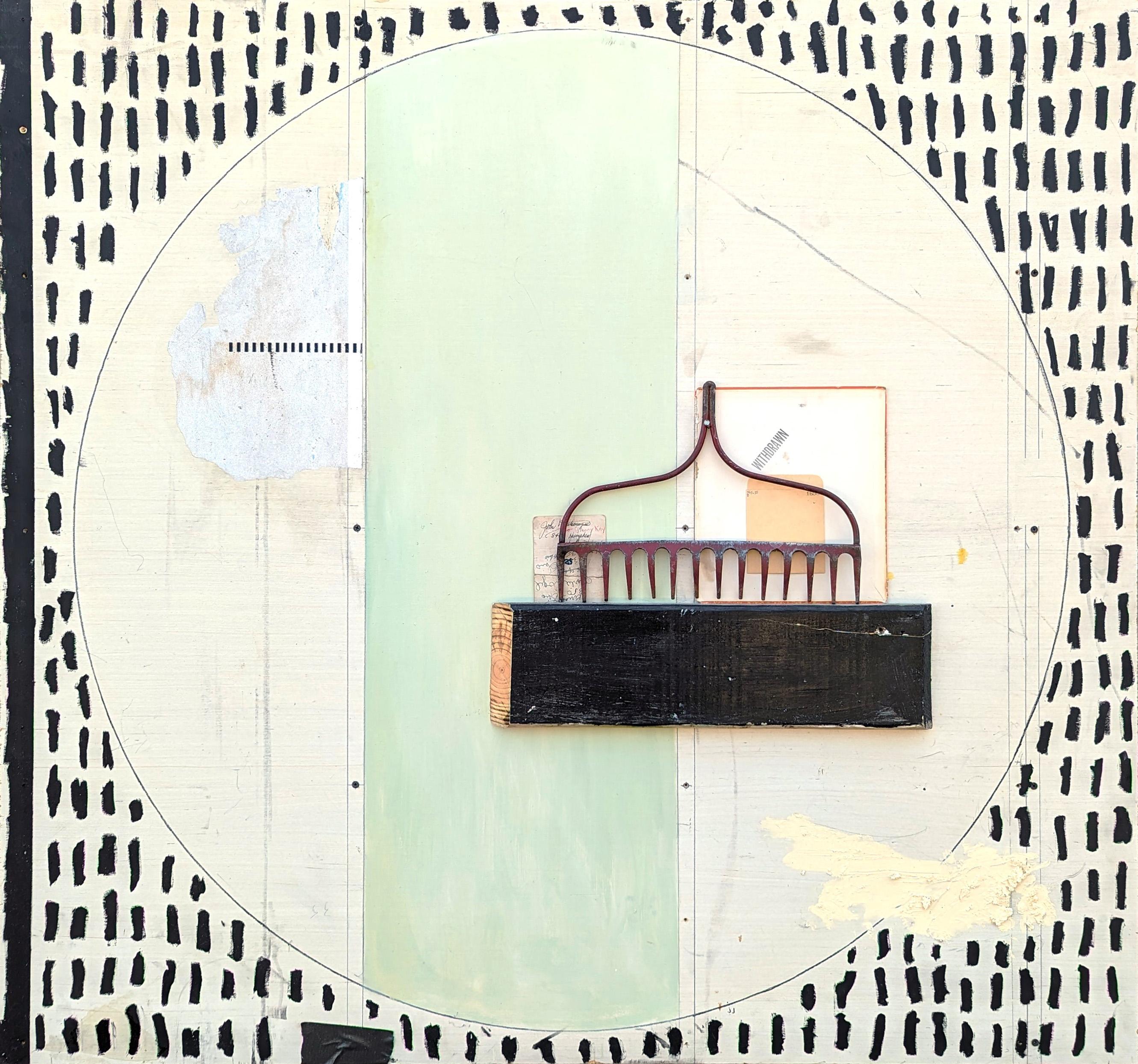 "Withdrawn" Peinture sculpturale abstraite contemporaine au pastel en techniques mixtes - Mixed Media Art de Benji Stiles