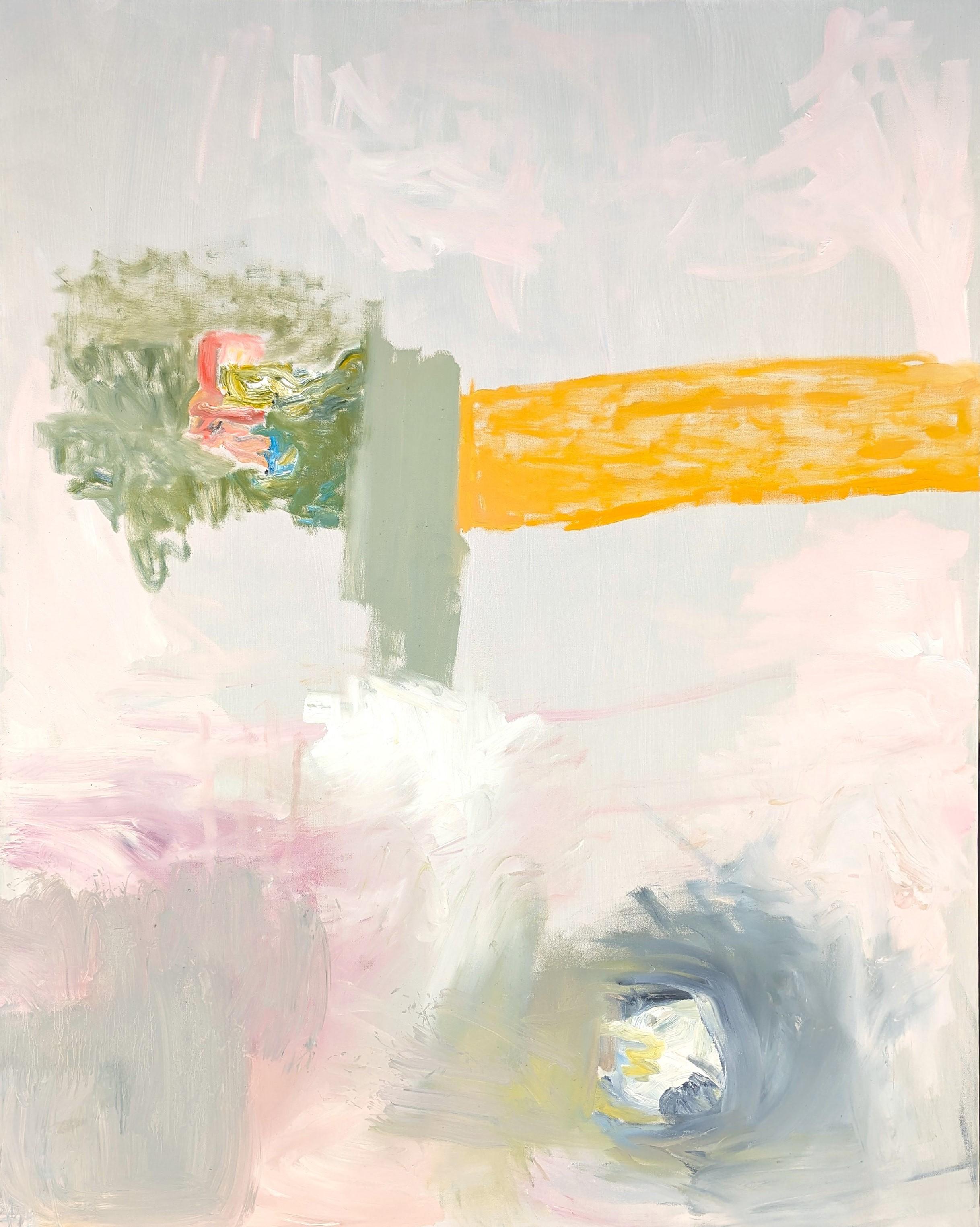 Benji Stiles Abstract Painting - "Yellow Bar" Contemporary Pastel Abstract Expressionist Oil Painting