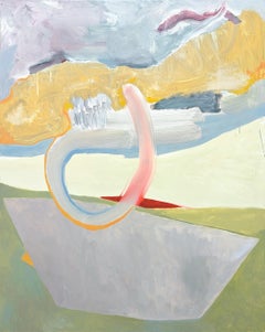 "Yellow Corner" Peinture à l'huile contemporaine au pastel, expressionnisme abstrait
