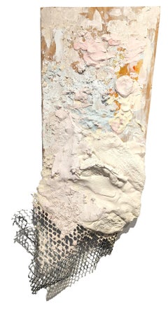 "Construction #1" Contemporary Pastel Abstract Mixed Media Wall Sculpture