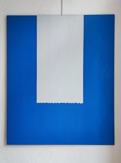 Composizione minimalista geometrica blu, firmata e datata 1970