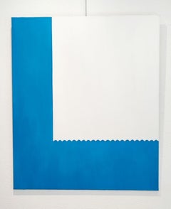 Blue Minimalist Oil on Canvas, Signed, and dated 1976 N.Y. , Unframed