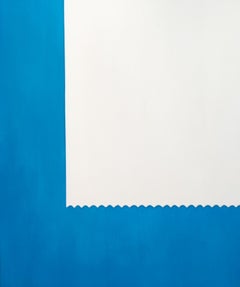 Blue Minimalist Oil on Canvas, Signed, and dated 1976 N.Y. , Unframed