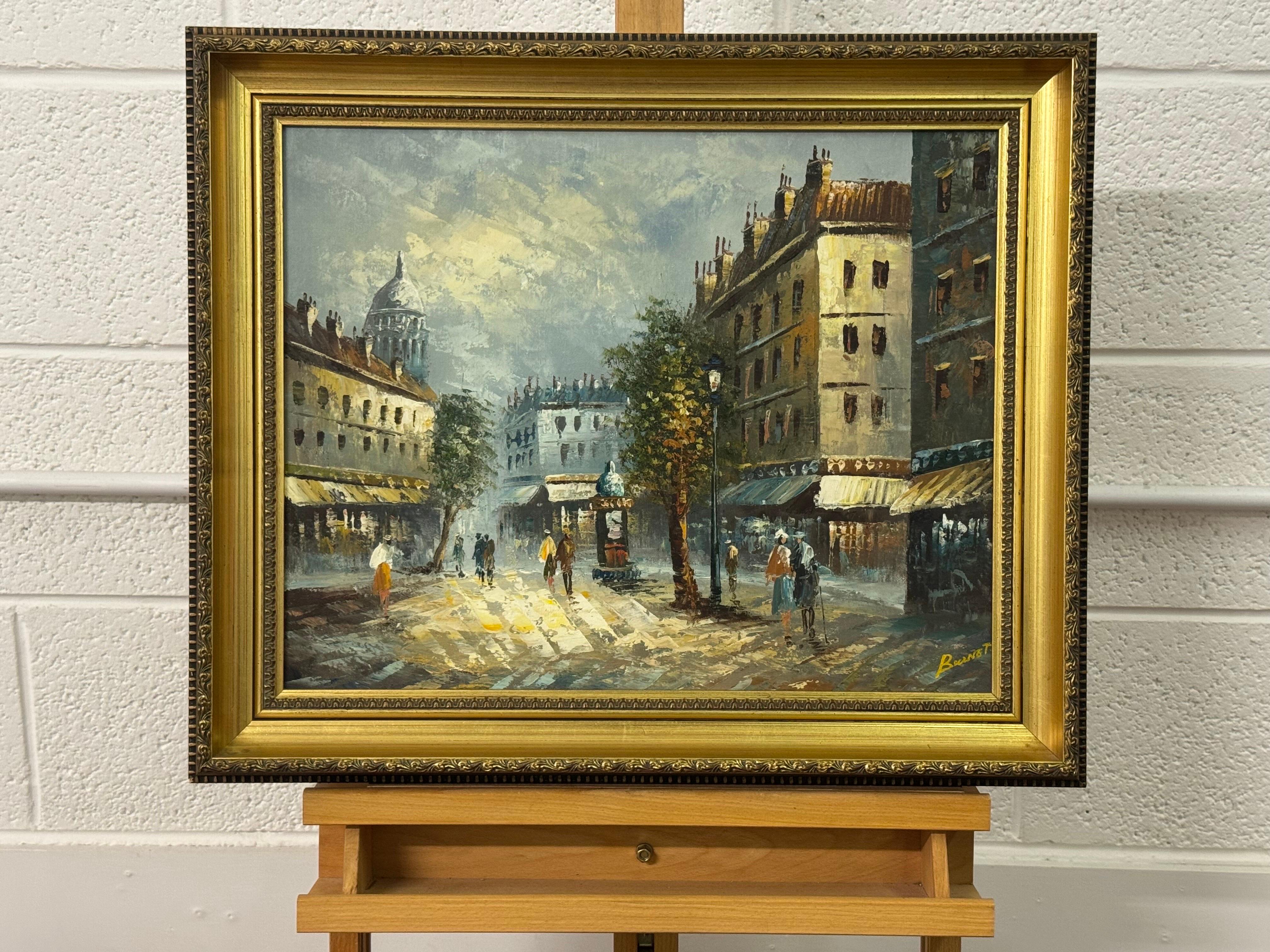 Pariser Straßenszene mit Figuren eines britischen Künstlers (Englische Schule), Painting, von Bennett