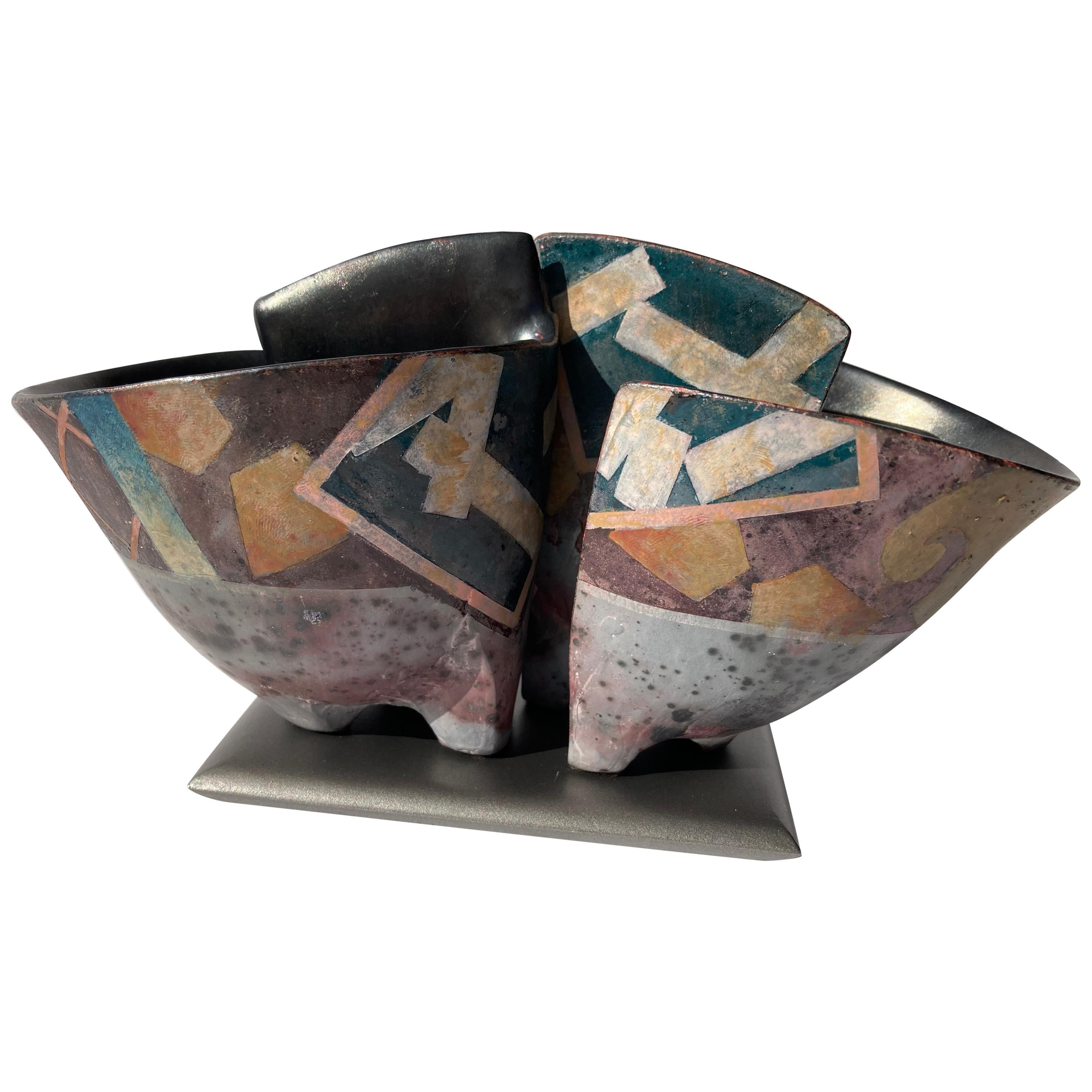 Bennett Bean Pair Bowls / Vases, Ceramic/Pottery on Base Master # 446, Marked