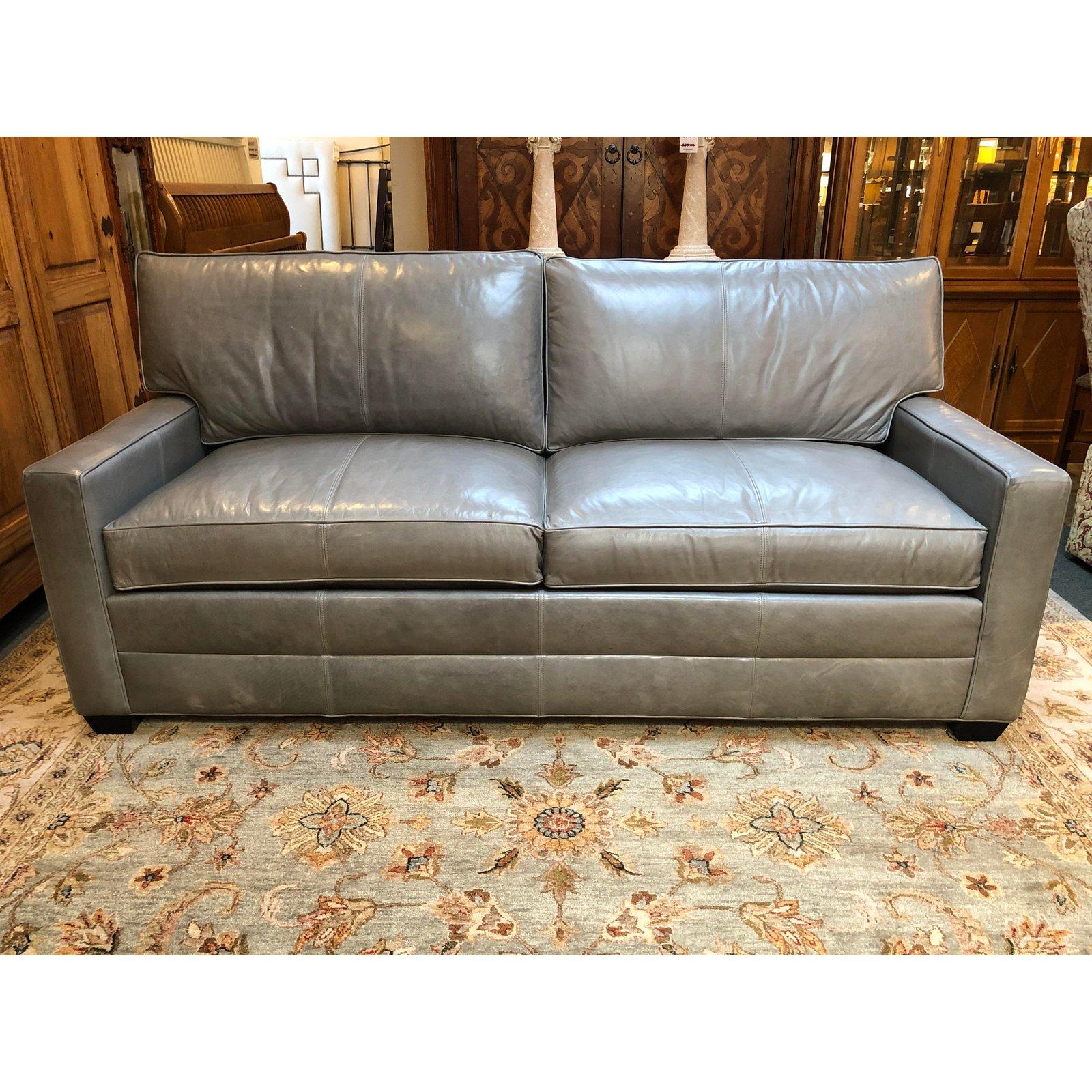 ethan allen black leather sofa