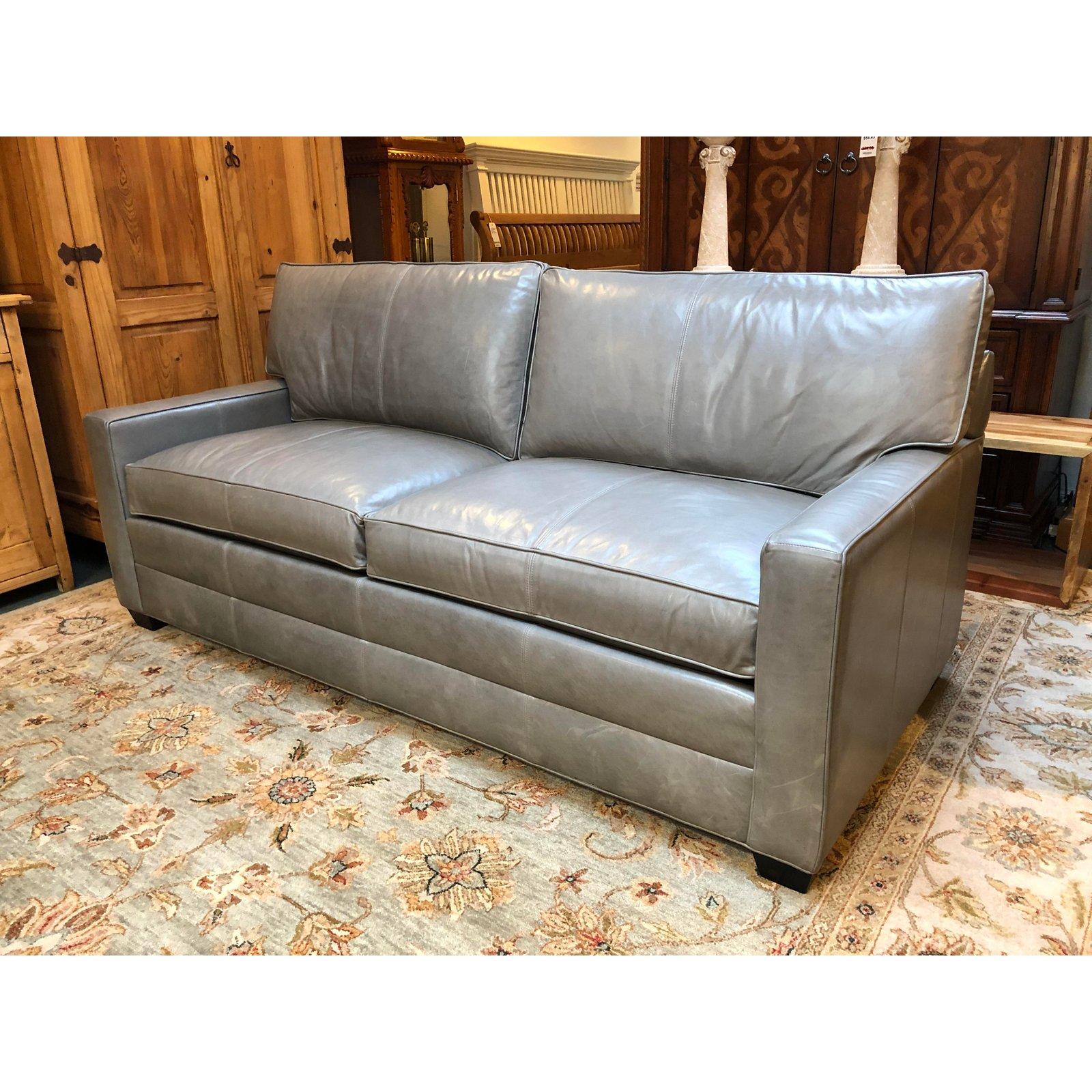 Contemporary Bennett Leather Sofa from Ethan Allen For Sale