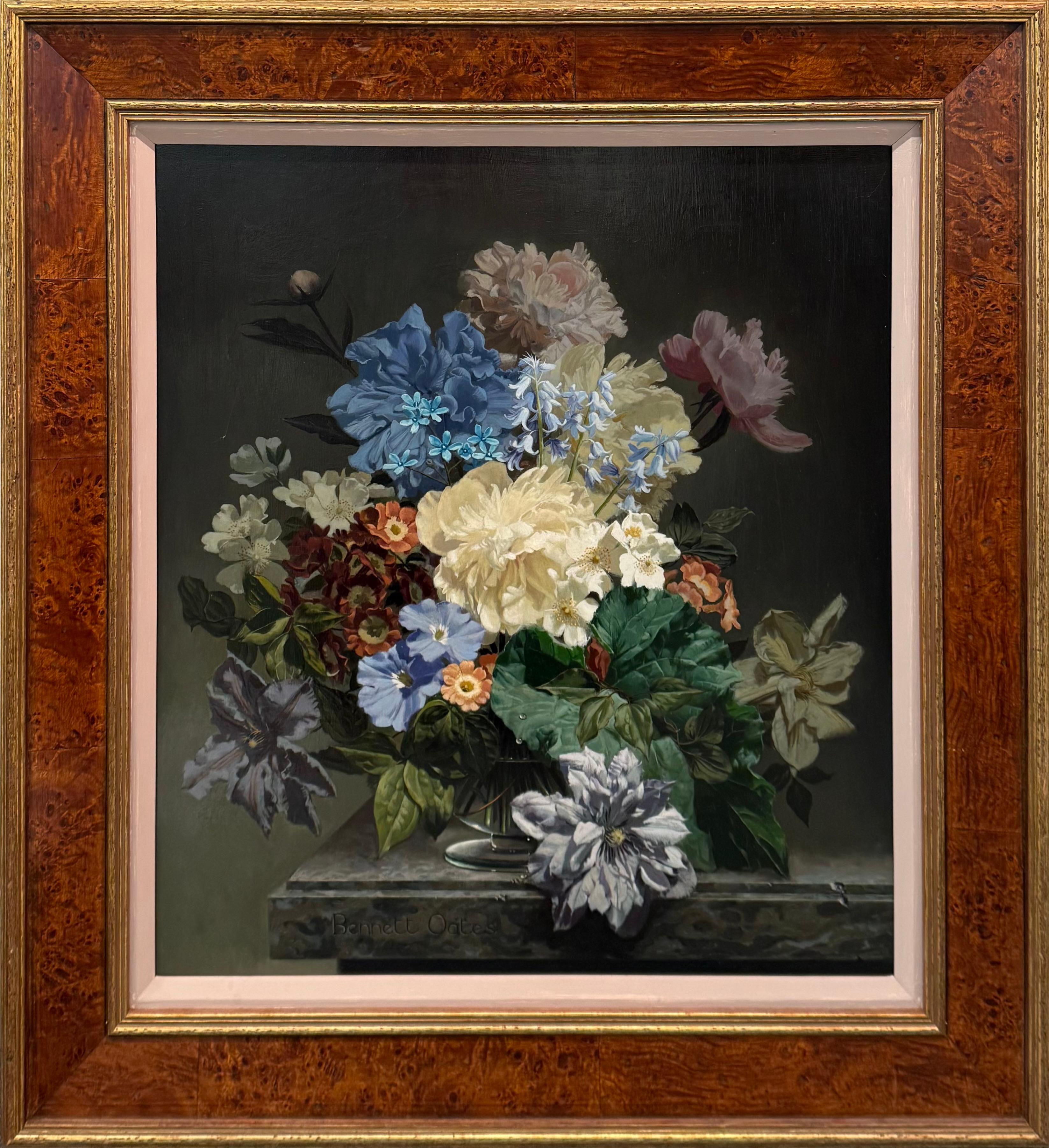 Spring Flowers Oil Painting on Panel, Framed, Mid-20th Century