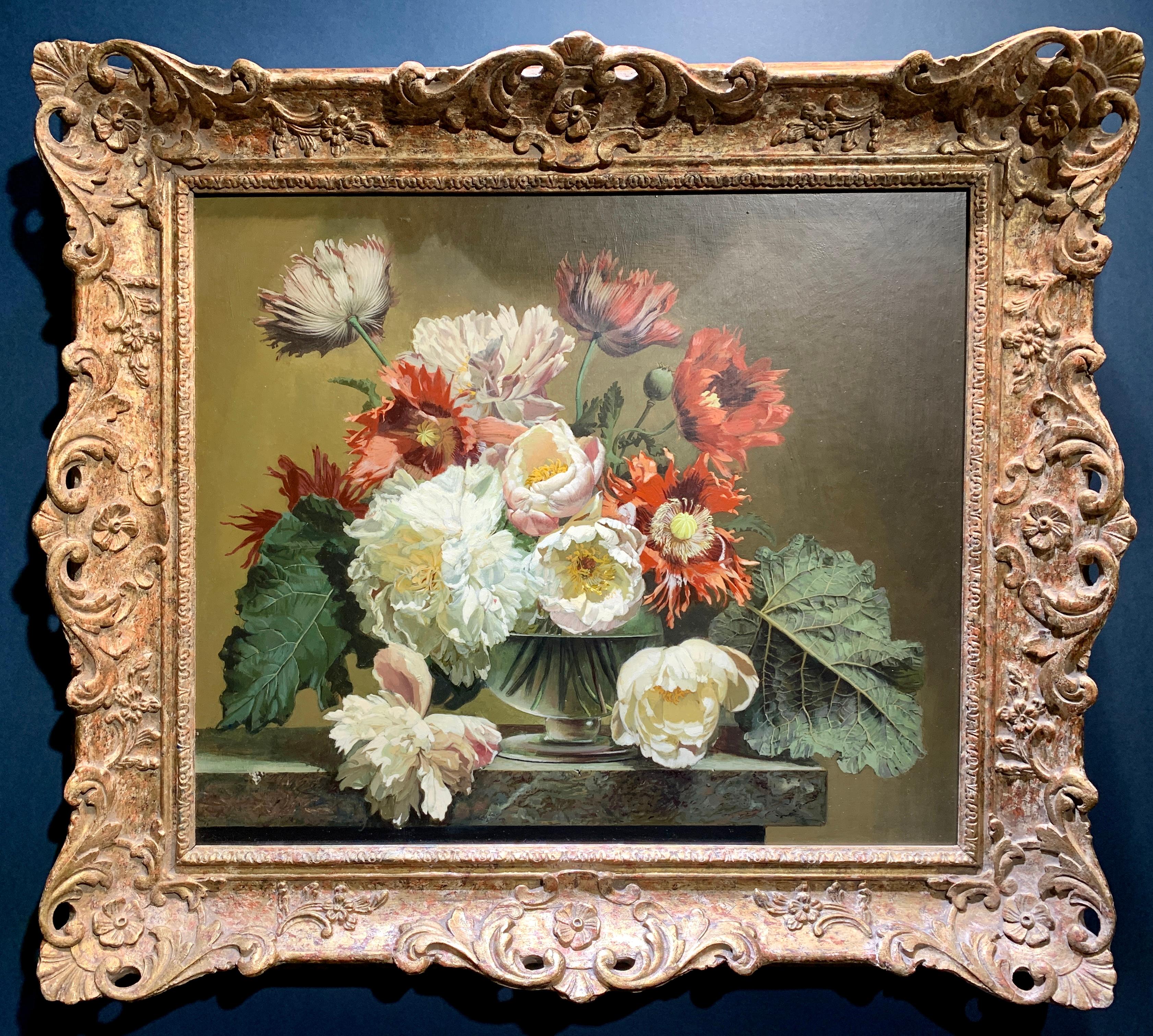 Bennett Oates Still-Life Painting – Schönes englisches Stillleben mit wilden Blumen in einer Vase aus dem späten 20. Jahrhundert