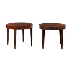 Bennett Round Side Table in Feathered Walnut