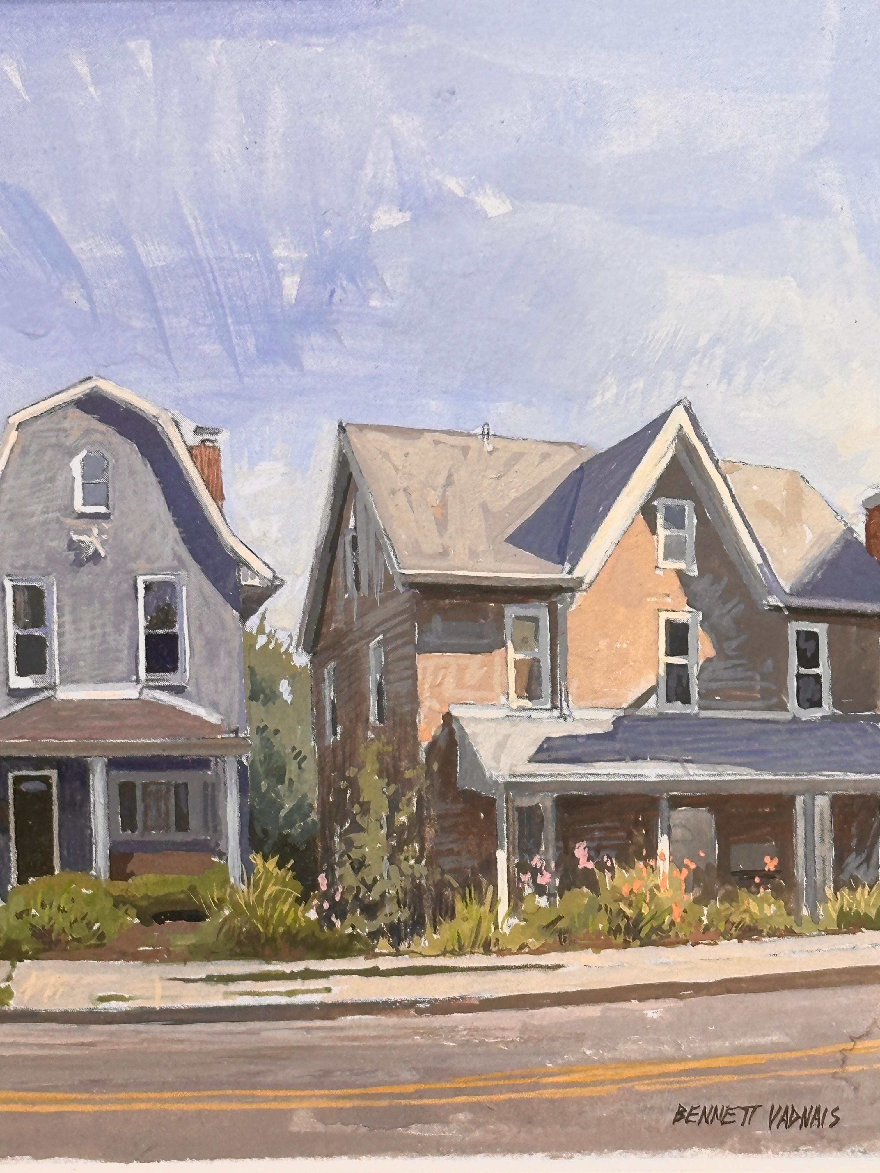 Artistics Contemporary Urban Landscape Small Gouache - Impressionnisme américain Painting par Bennett Vadnais