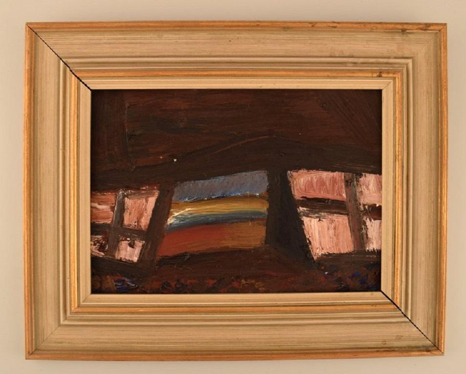 Benni Andersson, Sweden. Oil on board. Abstract composition. 1960s.
The board measures: 26.5 x 18.5 cm.
The frame measures: 6.5 cm.
Signed.
In excellent condition.