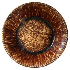 Antique BENNINGTON - Large Brown Spatterware Bowl with Molded Edge - U.S. - 19th Century