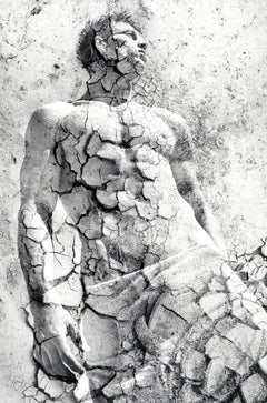 Dry Earth Sculpture (young nude male photo superimposed on cracked earth photo)