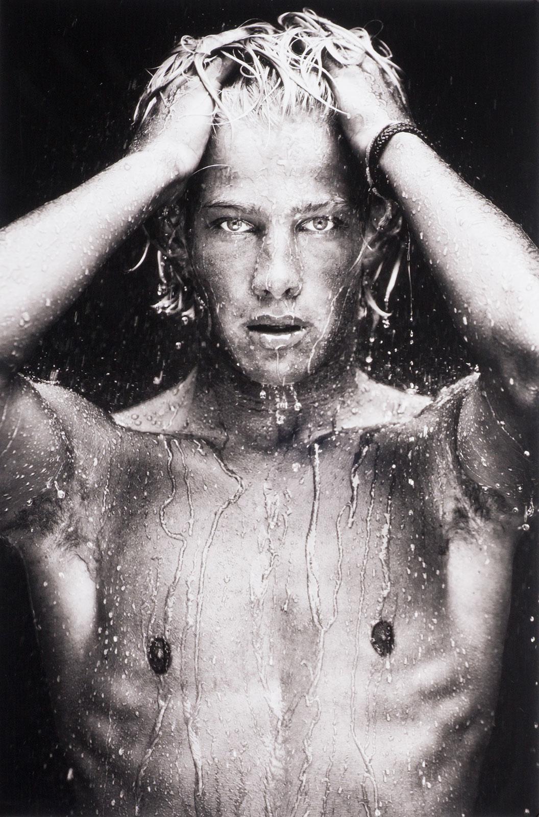 Benno Thoma Black and White Photograph - WET, Portrait (young nude Dutch boy is dripping wet and looking directly out)