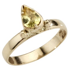 14K Gold Pear Shaped Yellow Sapphire Bennu Ring