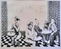 "New York Cafe" Benny Andrews, 1966 African-American Social Realist Work