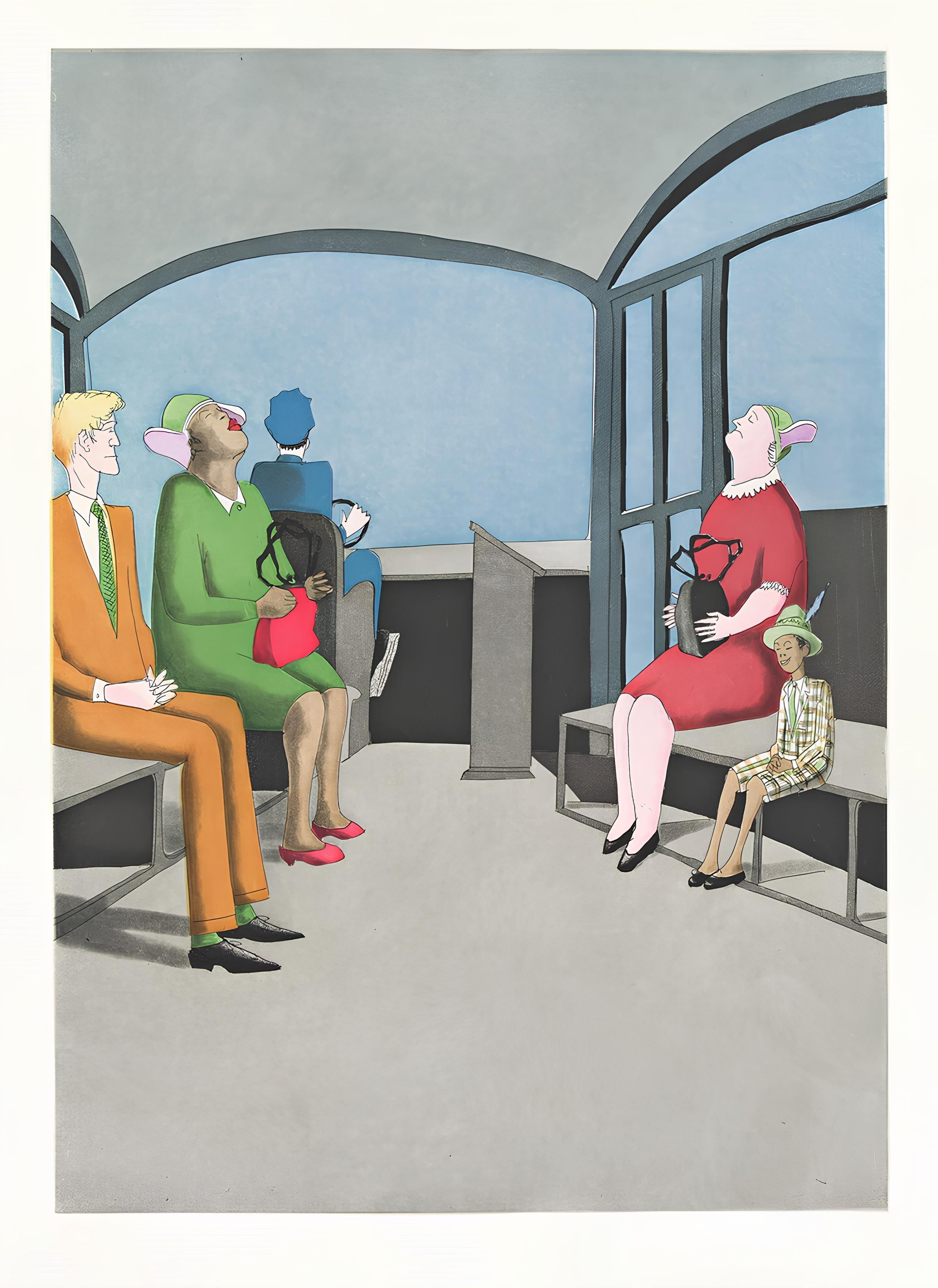 Composition, tout ce qui s'élève doit converger - Gris Landscape Print par Benny Andrews