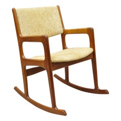 Benny Linden Mid-Century Modern Danish Style Teak Wood Rocker Rocking Chair