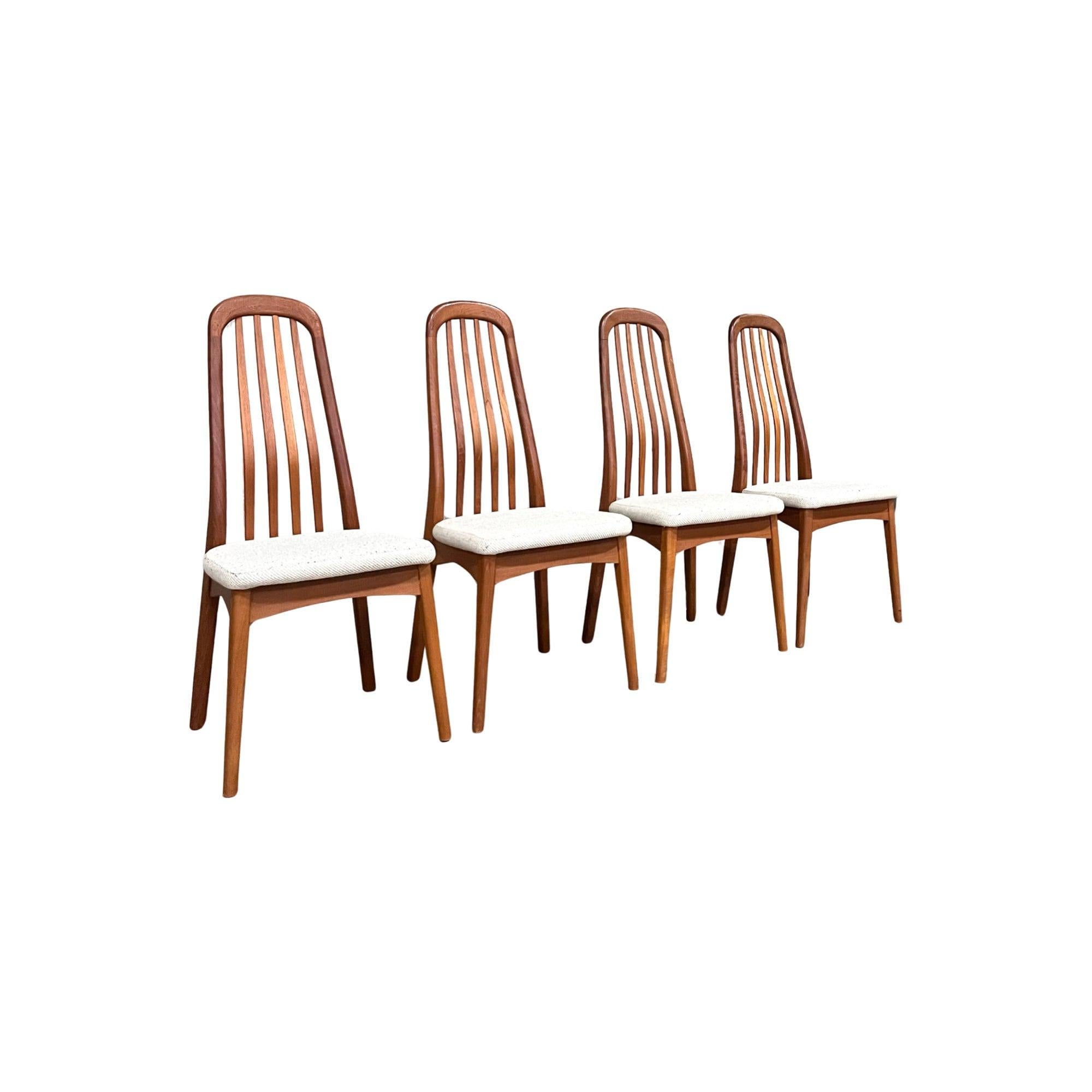 Benny Linden set of Four Teak Danish Mid Century Modern Dining Chairs In Good Condition In Denville, NJ