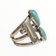 Benny Pinto Navajo Sterling Silver and Turquoise Cuff Bracelet