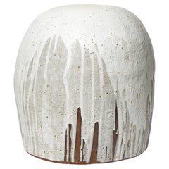 Benoit Audureau large 21st century design white and blue ceramic stool 47 cm