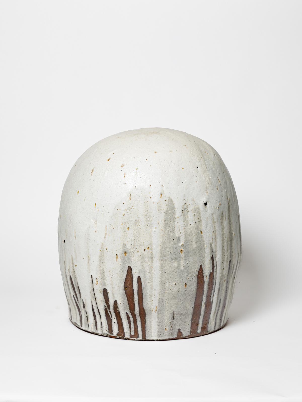 Benoit Audureau grand tabouret design du 21ème siècle en céramique blanche et grise 46 cm en vente 3