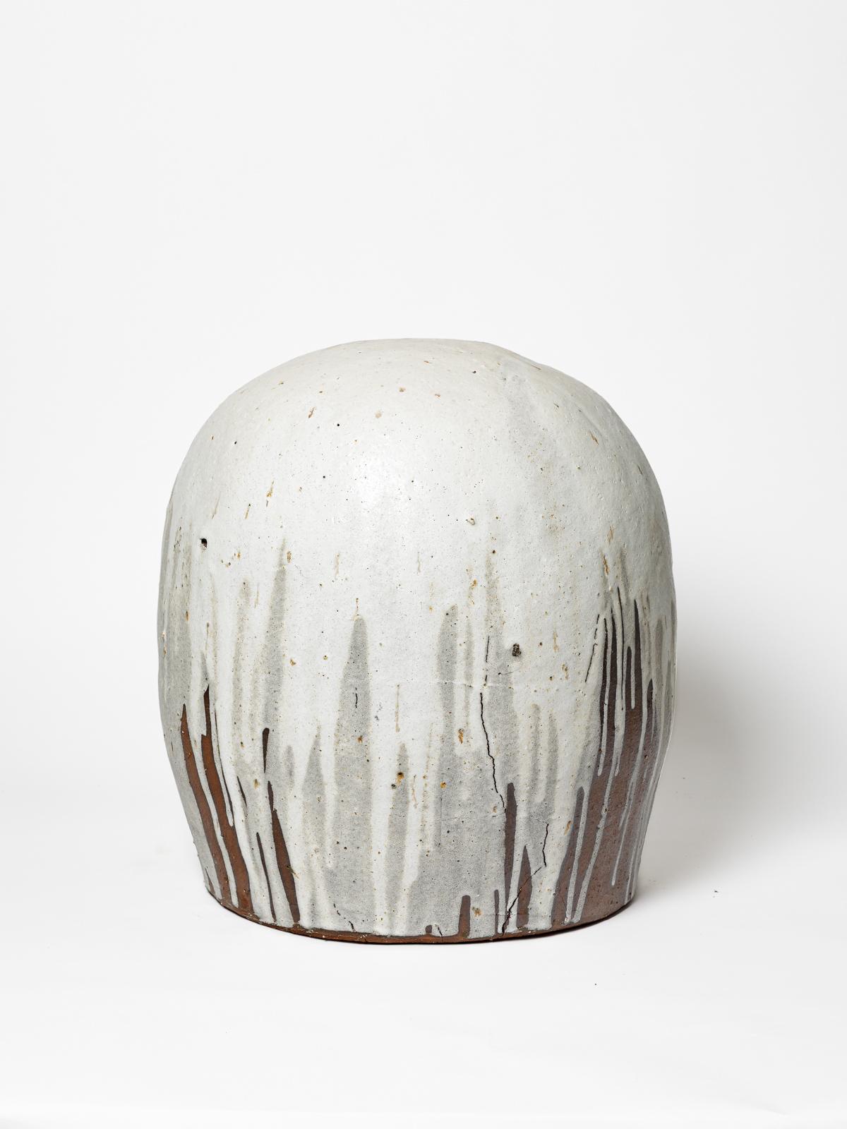 Benoit Audureau grand tabouret design du 21ème siècle en céramique blanche et grise 46 cm en vente 5