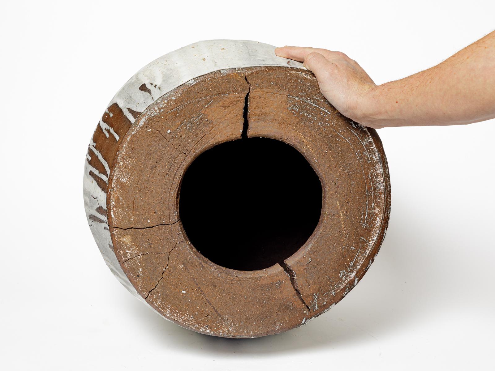 Benoit Audureau grand tabouret design du 21ème siècle en céramique blanche et grise 46 cm en vente 1