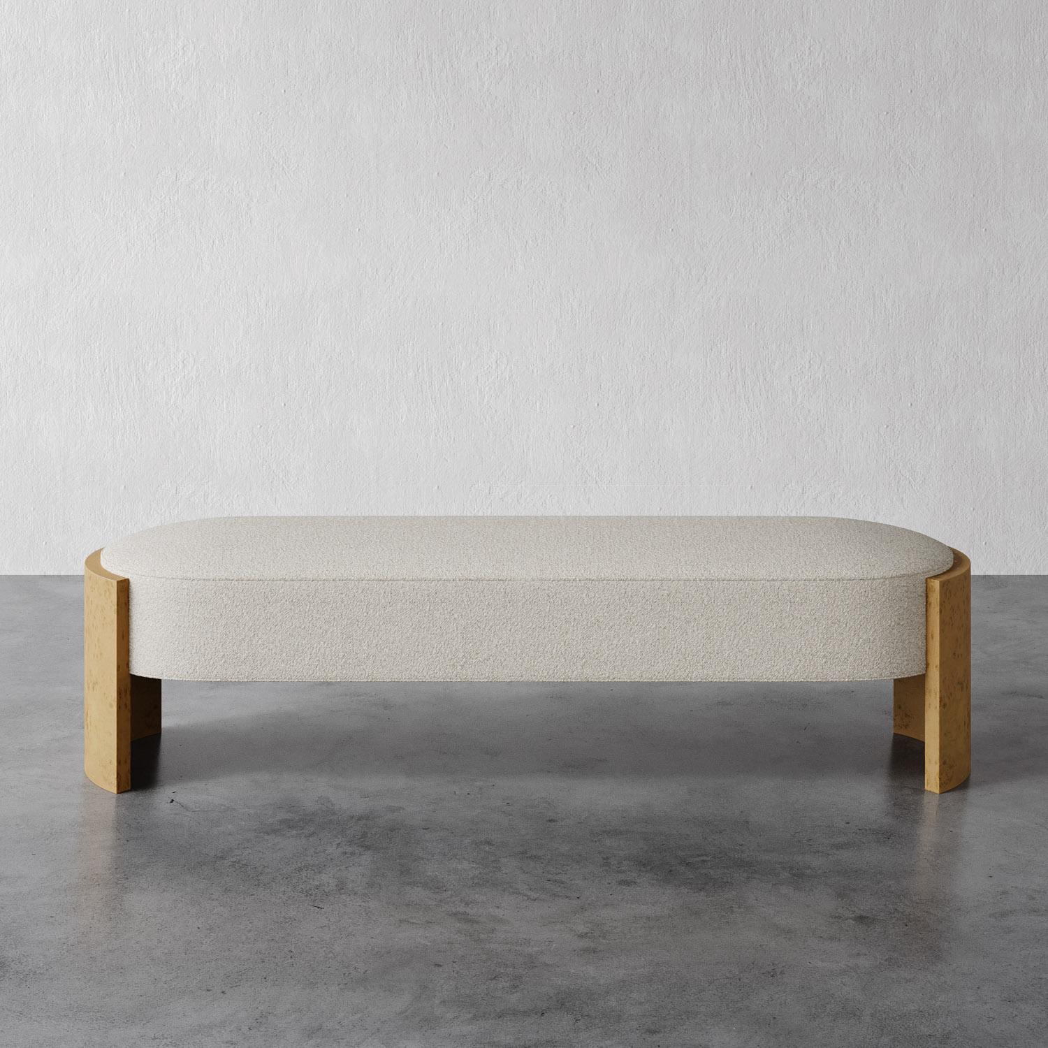 XXIe siècle et contemporain Banc Benoit en velours de coton Dune (Blonde Burl)  par Christiane Lemieux en vente
