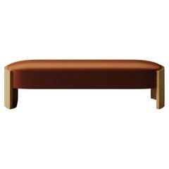 Banc Benoit en velours de coton Dune (Blonde Burl)  par Christiane Lemieux