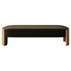 Banc Benoit en velours de coton olive (loupe blonde)  par Christiane Lemieux