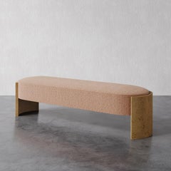 Benoit Bench in Textured Pile Rose (Blonde Burl)  by Christiane Lemieux