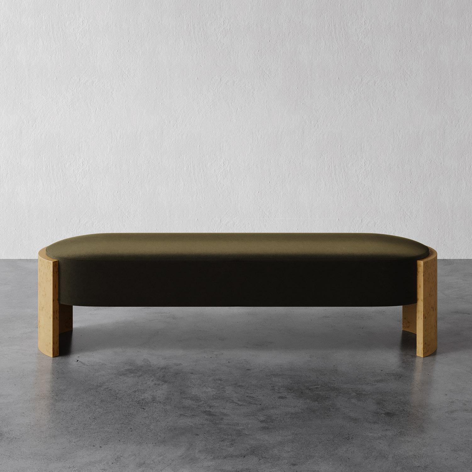 XXIe siècle et contemporain Banc Benoit en Pile Rose Texturée (Blonde Burl)  par Christiane Lemieux en vente