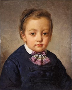 Portrait of a Young Girl, Oil on Canvas, Signed 1878