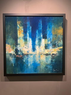 Benoit Havard, "Broadway Nights" 40x40 Manhattan NYC Oil Painting on Canvas
