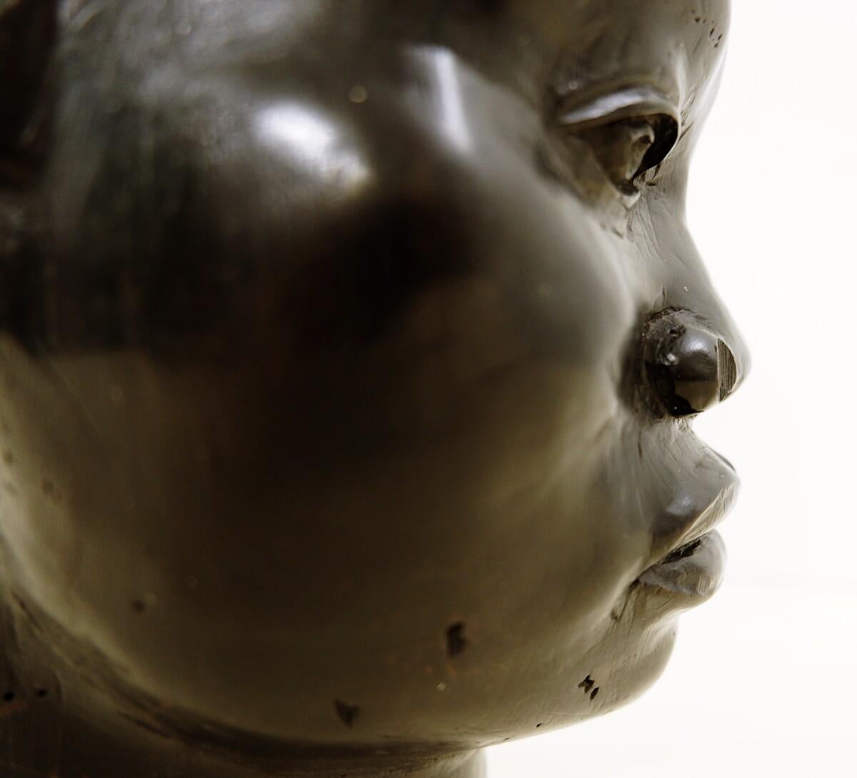 Benoit Konongo Sculpture in Wenge Wood Dyed Black African Head 4