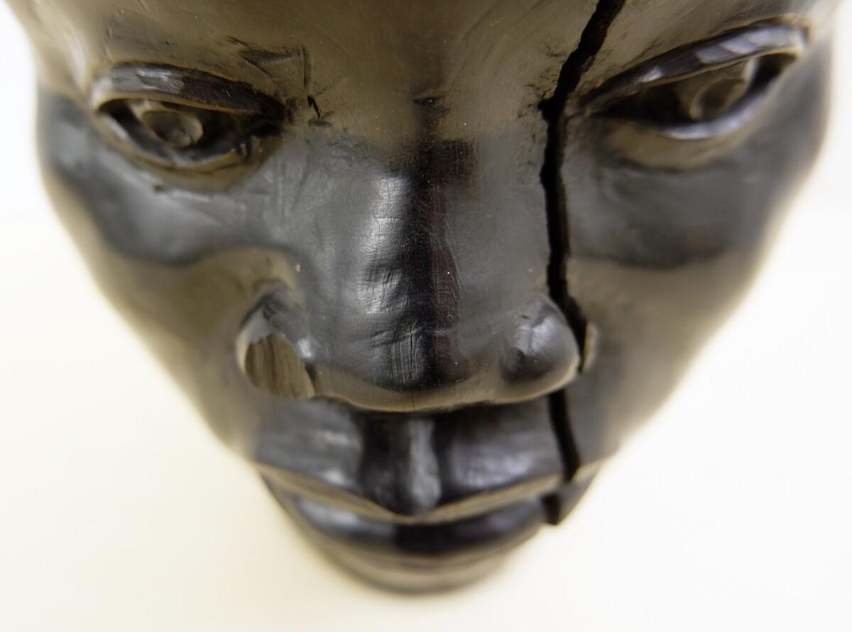 Benoit Konongo Sculpture in Wenge Wood Dyed Black African Head 1