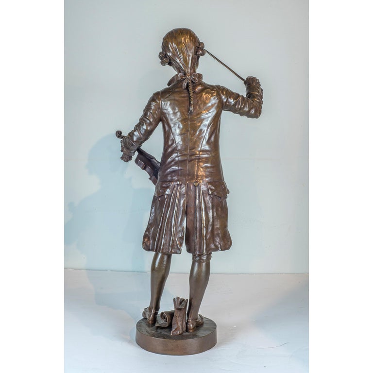 Benoit Lucien Hercule A Fine Patinated Bronze Statue of a Musician