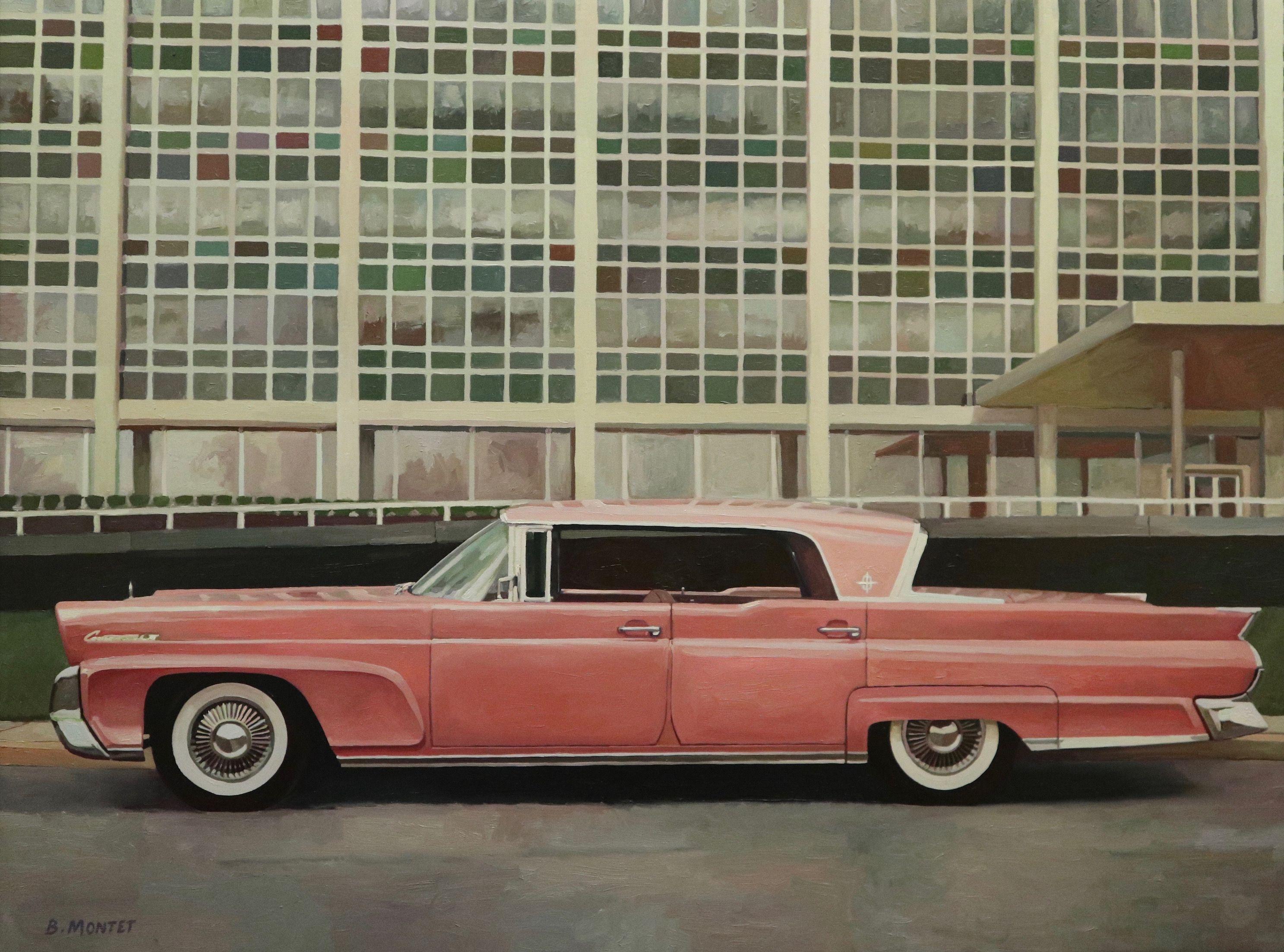 " Architettura rosa ", Pittura, Olio su tela - Painting di Benoit Montet